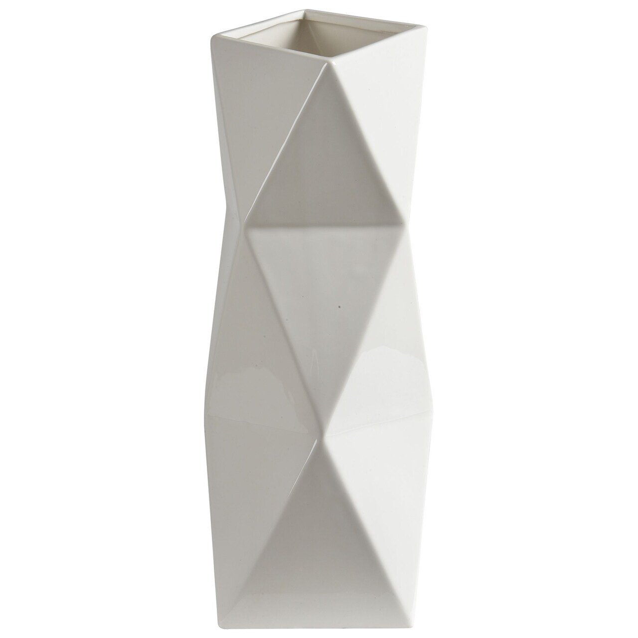 Signature Home Collection 14.75" White Scandinavian Geometric Multifaceted Vase